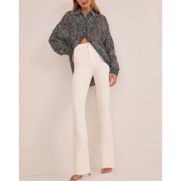 Favorite Daughter Jeans Valentina Bootcut Super High Rise Mini Bootcut Bone - Picture 1 of 14